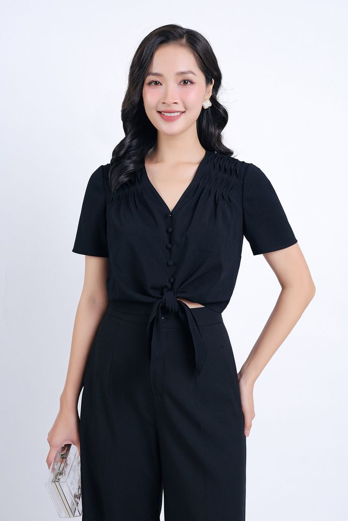 BQD33096 - Quần công sở vải tuyp xy dáng suông dài ống rộng khoá thân trước - PANTIO
