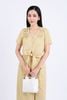 BQL33147 - Quần lửng dạo phố vải thô mỏng dáng suông phối vạt lệch có túi quần trang trí cạp bản chun - PANTIO