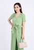BQL33147 - Quần lửng dạo phố vải thô mỏng dáng suông phối vạt lệch có túi quần trang trí cạp bản chun - PANTIO