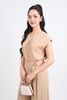 BAS33148 - Áo sơ mi kiểu dạo phố vải tuyp xy dáng suông cổ tròn vai chờm cổ áo phối khuy trang trí - PANTIO