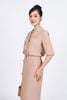BAS33151 - Áo kiểu công sở vải len dáng suông cổ xẻ V tay lửng thân áo đính khuy thời trang có nắp túi ốp tạo kiểu - PANTIO