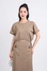 BAS33159 - Áo sơ mi kiểu dạo phố vải tuyp xy dáng lửng cổ tròn cạp bo chun thân áo phối dây trang trí - PANTIO