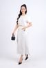 BAS33159 - Áo sơ mi kiểu dạo phố vải tuyp xy dáng lửng cổ tròn cạp bo chun thân áo phối dây trang trí - PANTIO