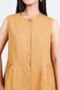 BAS33456 - Áo sơ mi kiểu vải linen dáng suông cổ tròn không tay thân áo xếp nhún tạo xoè - PANTIO