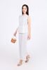 BAS33456 - Áo sơ mi kiểu vải linen dáng suông cổ tròn không tay thân áo xếp nhún tạo xoè - PANTIO