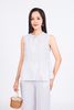 BAS33456 - Áo sơ mi kiểu vải linen dáng suông cổ tròn không tay thân áo xếp nhún tạo xoè - PANTIO