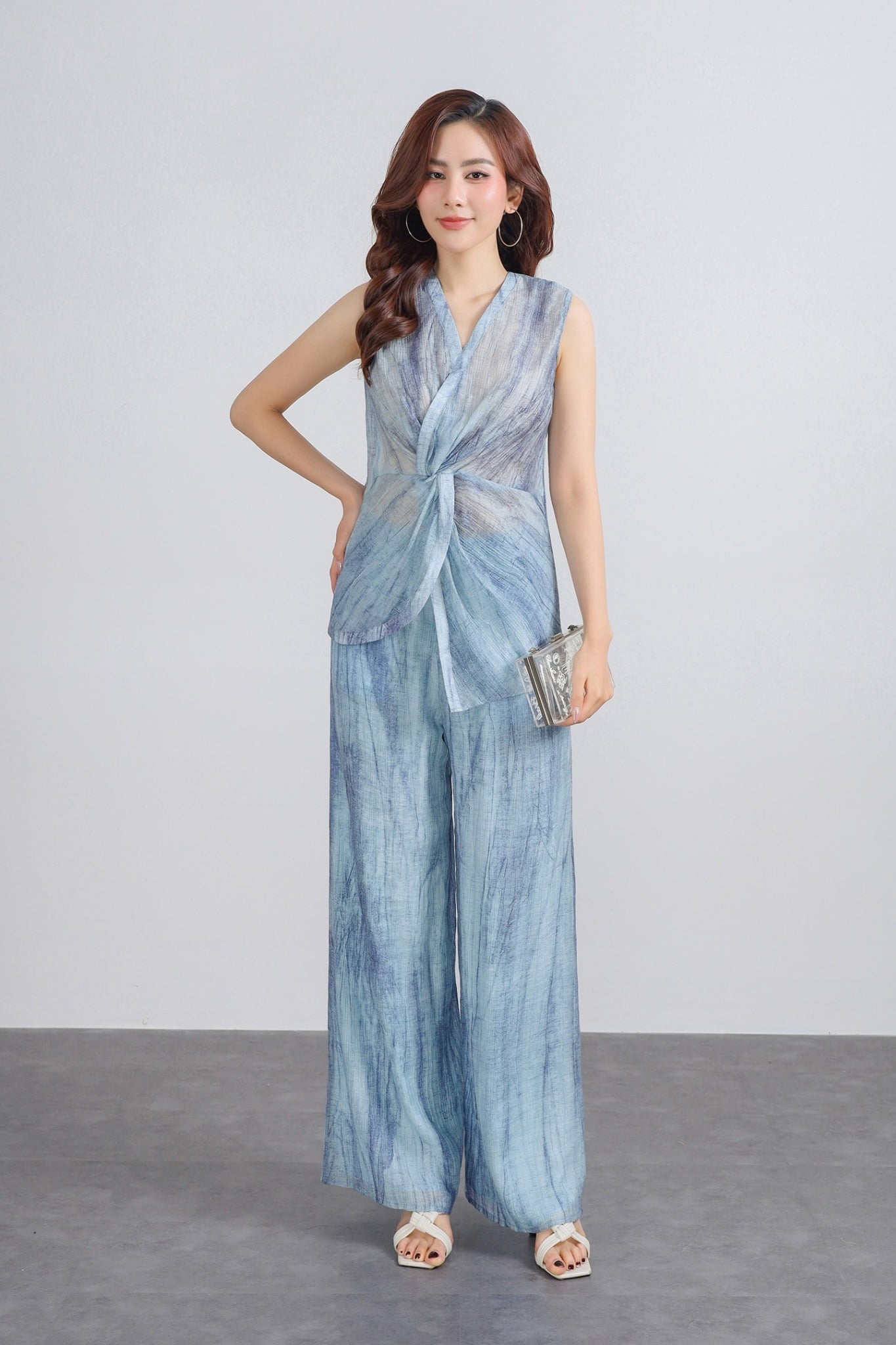 BQD33460 - Quần dài dạo phố vải tơ dáng suông ống rộng cạp chun co giãn - PANTIO