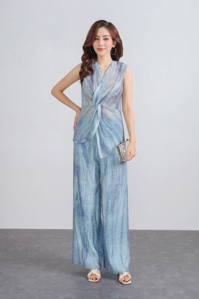 BQD33460 - Quần dài dạo phố vải tơ dáng suông ống rộng cạp chun co giãn - PANTIO