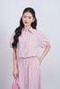 BAS33478 - Áo sơ mi vải thô kẻ dáng suông cổ đức tay bồng gấu áo phối dây rút tạo kiểu - JAN.