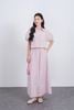 BAS33478 - Áo sơ mi vải thô kẻ dáng suông cổ đức tay bồng gấu áo phối dây rút tạo kiểu - JAN.