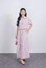 BAS33478 - Áo sơ mi vải thô kẻ dáng suông cổ đức tay bồng gấu áo phối dây rút tạo kiểu - JAN.