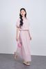 BAS33478 - Áo sơ mi vải thô kẻ dáng suông cổ đức tay bồng gấu áo phối dây rút tạo kiểu - JAN.