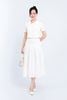 BAS34160 - Áo sơ mi công sở vải tơ phối ren hoa cổ đức dáng croptop thân phối khuy bọc trang trí - PANTIO