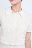 BAS34160 - Áo sơ mi công sở vải tơ phối ren hoa cổ đức dáng croptop thân phối khuy bọc trang trí - PANTIO