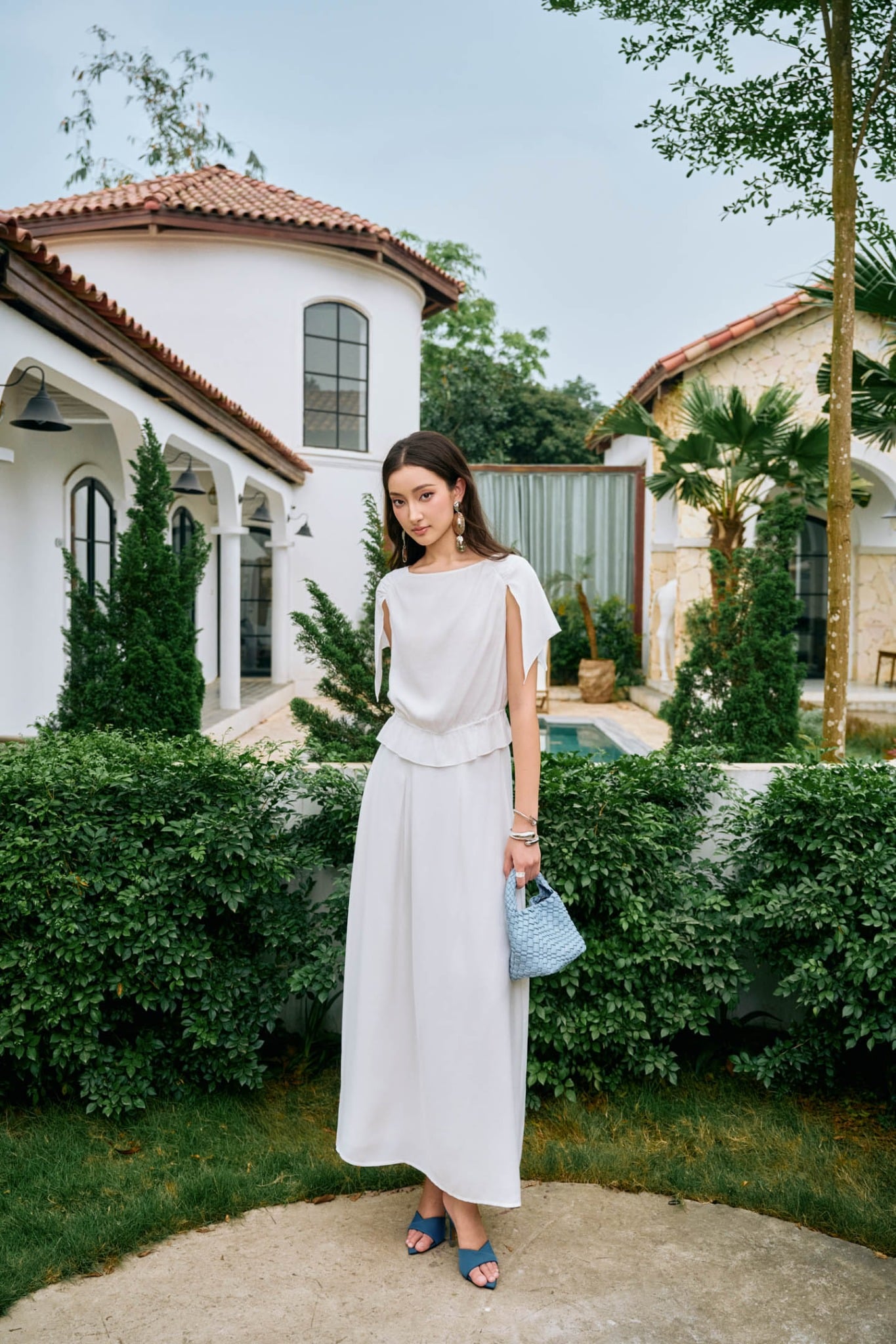 BJD53205 - Chân váy dạo phố vải tơ dáng suông dài thân váy phối ly bung tạo xoè cạp chun co giãn - PANTIO