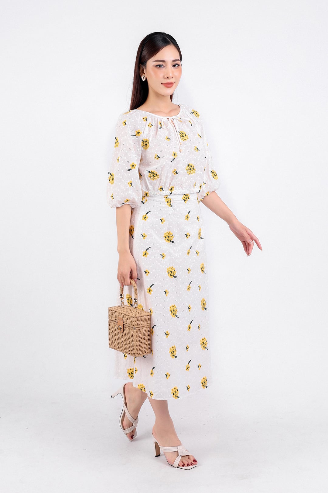 BJD53235 - Chân váy dạo phố vải thô hai lớp lót habutai dáng suông dài khoá thân sau - PANTIO