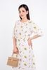 BAS53235 - Áo sơ mi dạo phố vải thô dáng suông cổ tròn phối dây thắt nơ tạo kiểu tay áo lửng gấu áo bo chun - PANTIO