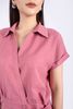 BAS72670 - Áo kiểu công sở vải thô nano dáng croptop nẹp buộc nơ cổ kiểu vạt chồng - PANTIO
