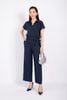 BAS72670 - Áo kiểu công sở vải thô nano dáng croptop nẹp buộc nơ cổ kiểu vạt chồng - PANTIO