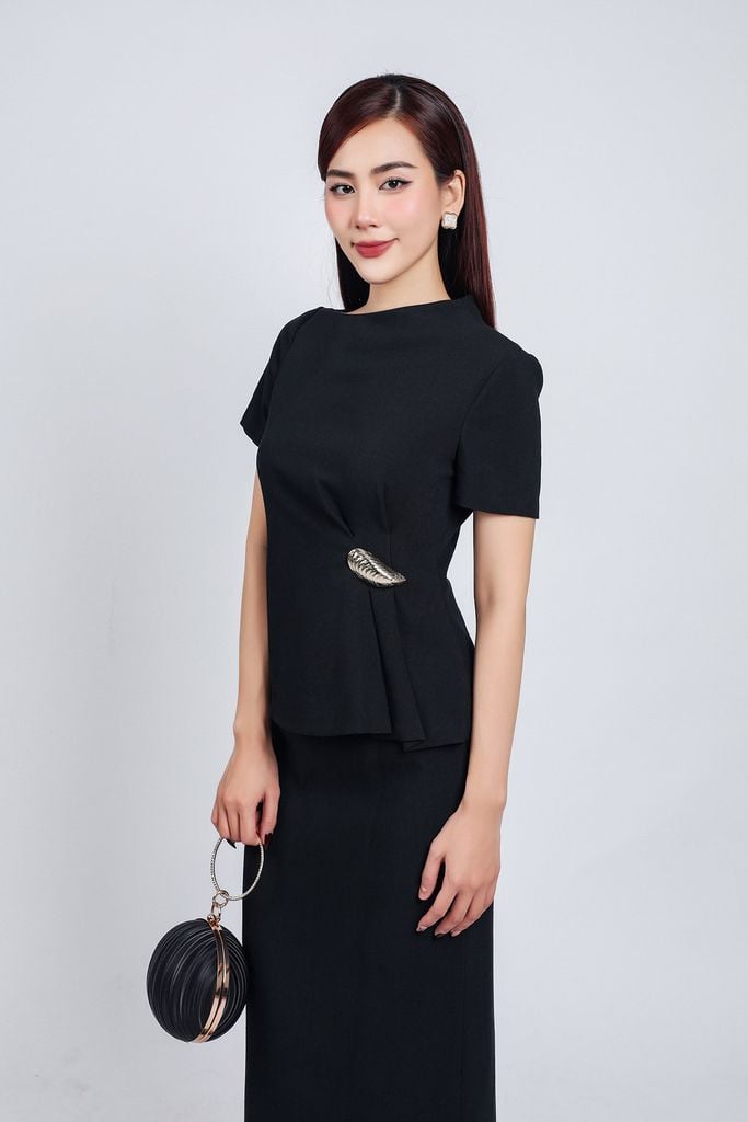 BJD73172 - Chân váy công sở vải thô dày dáng suông dài khoá thân sau - PANTIO