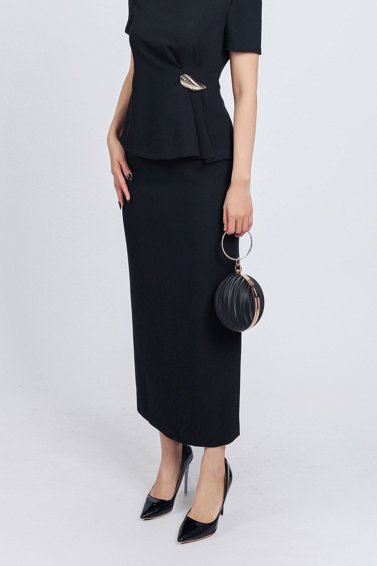 BJD73172 - Chân váy công sở vải thô dày dáng suông dài khoá thân sau - PANTIO