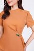 BAS73172 - Áo kiểu công sở vải thô dày dáng peplum cổ lệch eo đính khuy đá kim loại khoá thân sau - PANTIO