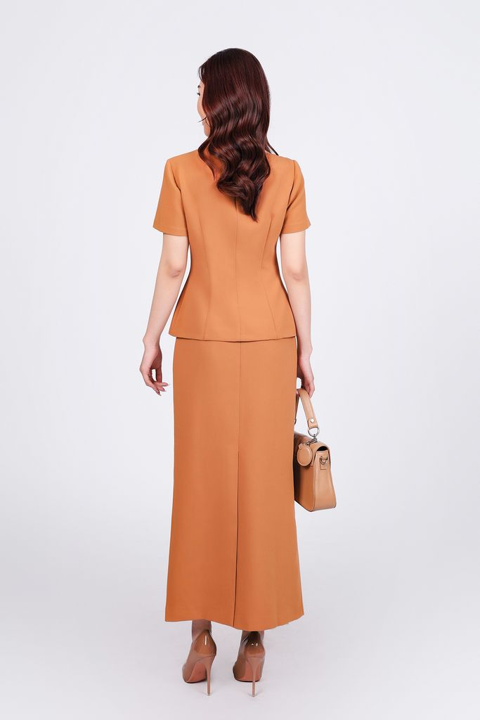 BJD73172 - Chân váy công sở vải thô dày dáng suông dài khoá thân sau - PANTIO