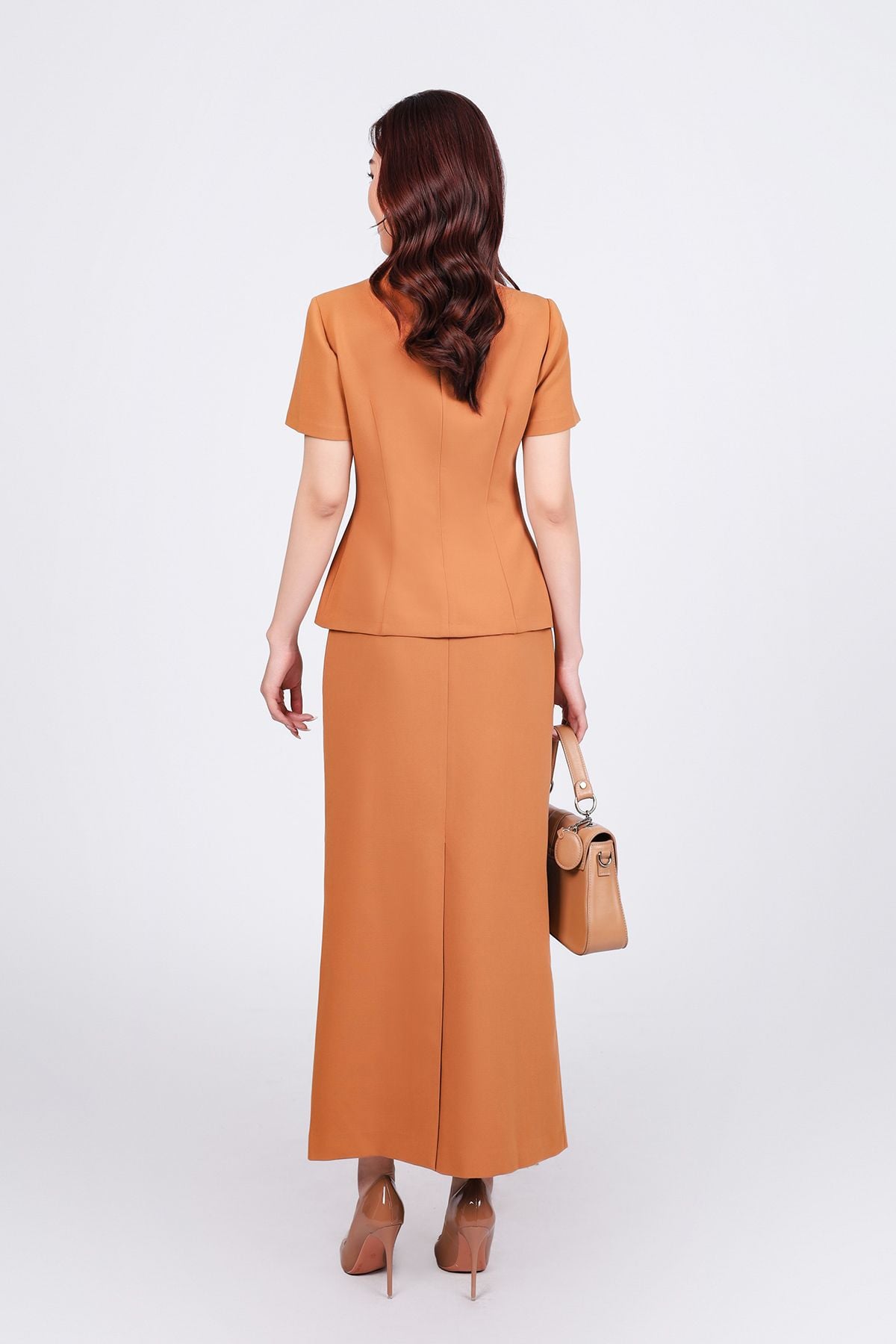 BJD73172 - Chân váy công sở vải thô dày dáng suông dài khoá thân sau - PANTIO