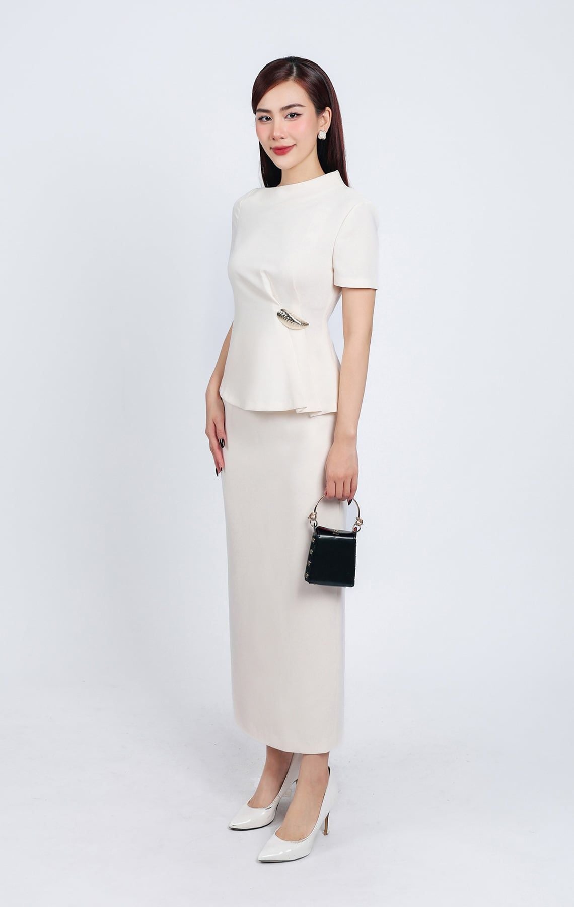 BJD73172 - Chân váy công sở vải thô dày dáng suông dài khoá thân sau - PANTIO