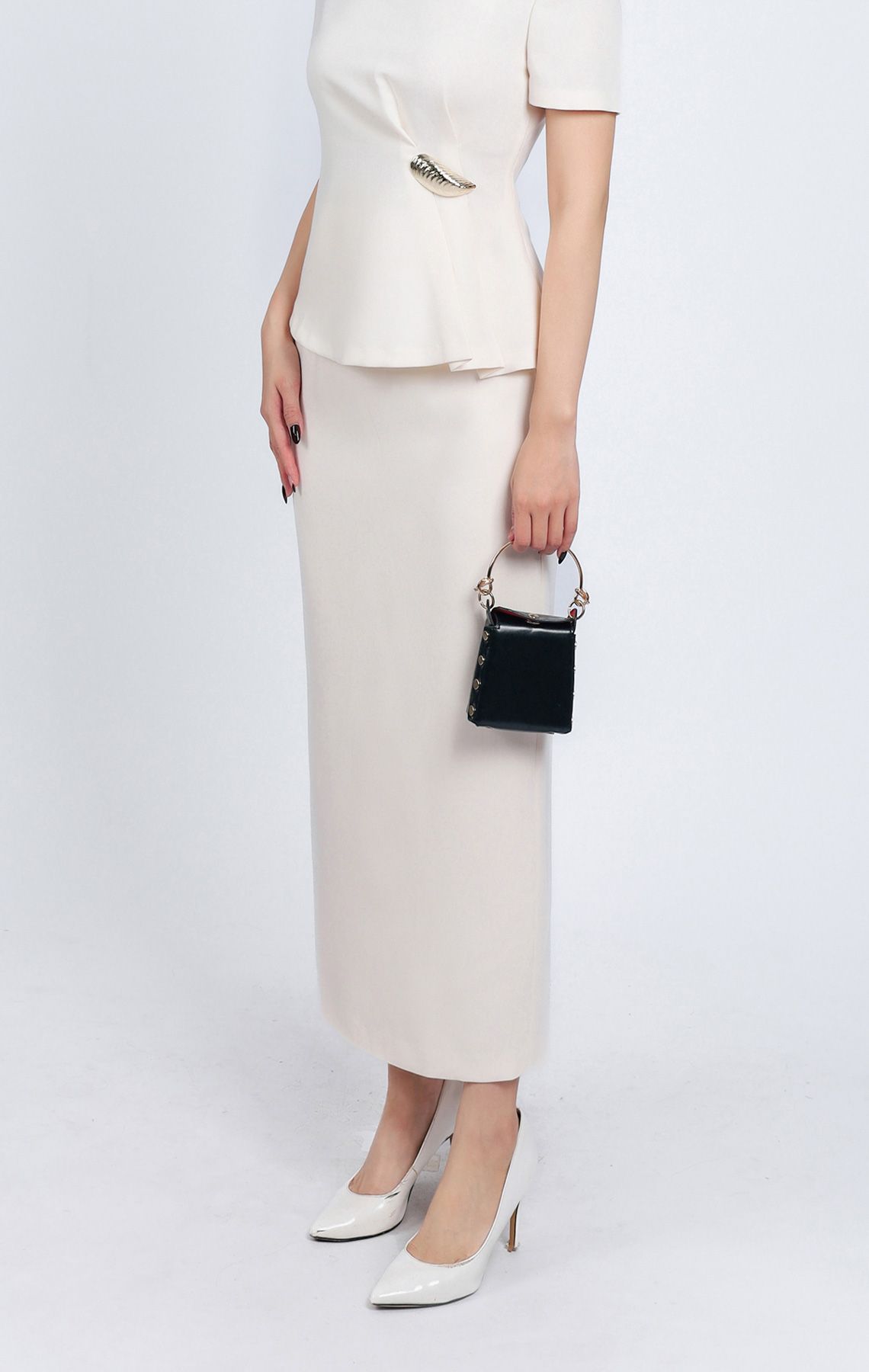 BJD73172 - Chân váy công sở vải thô dày dáng suông dài khoá thân sau - PANTIO