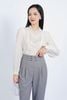 FQD51112 - Quần công sở vải thô đũi dáng Baggy cạp cao đính khuy trang trí thân quần phối ly bong tạo kiểu - PANTIO