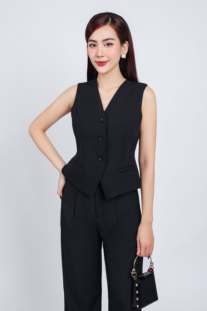 BQD73181 - Quần dài công sở vải thô dáng suông khoá thân trước - PANTIO
