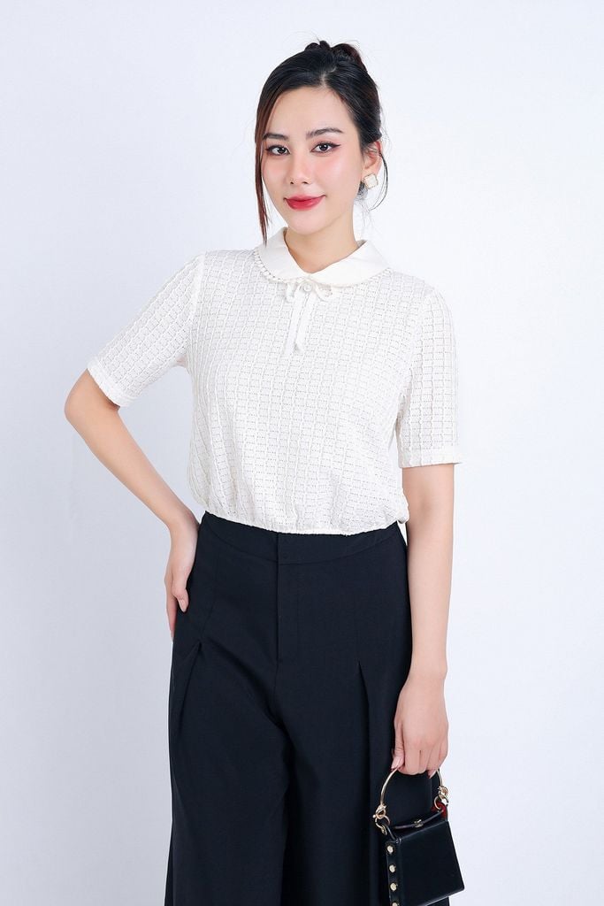 BQL33058 - Quần công sở vải thô dáng lửng thân xếp ly tạo kiểu khoá thân trước - PANTIO