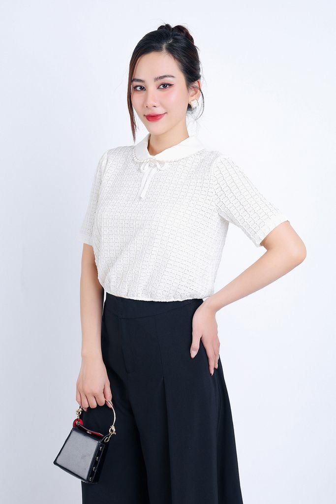 BQL33058 - Quần công sở vải thô dáng lửng thân xếp ly tạo kiểu khoá thân trước - PANTIO