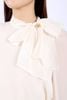 BAS92946 - Áo kiểu công sở vải tơ dáng suông cổ kiểu phối nơ trang trí thân có lót vải chiffon - PANTIO