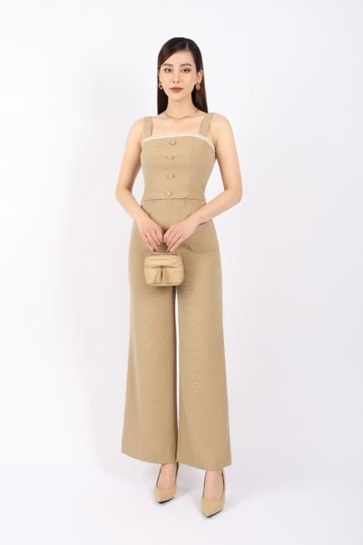 BAS92957 - Áo kiểu dạo phố vải dạ dáng ôm có lót vải lụa gió hai dây bản to thân ngực pha dây ren phối cúc đính trang trí khóa thân sau - tỷ lệ kèo 8899
