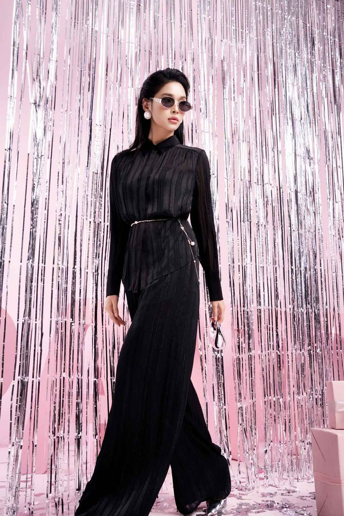 BQD93258 - Quần dài công sở vải lụa dày cao cấp dáng suông dài ống rộng họa tiết đường gân thời trang - PANTIO