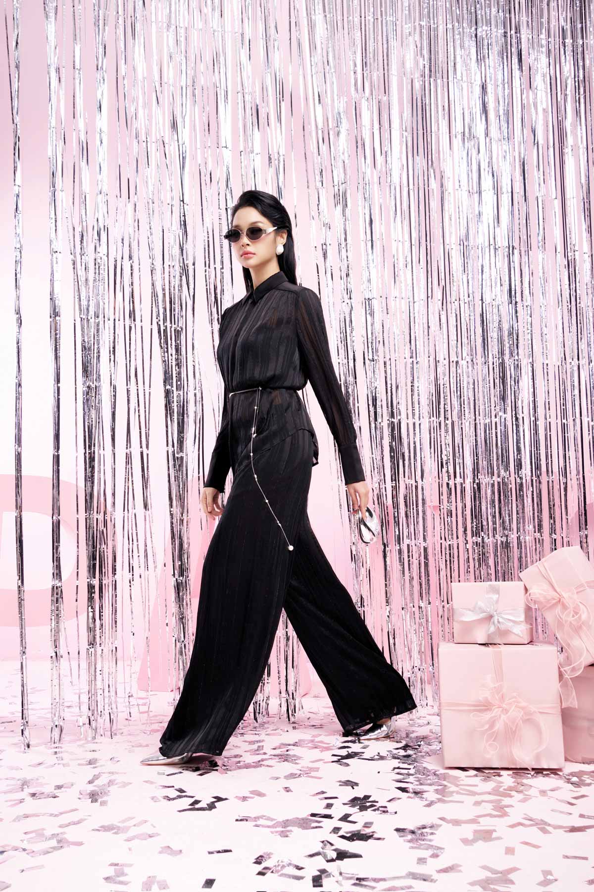 BQD93258 - Quần dài công sở vải lụa dày cao cấp dáng suông dài ống rộng họa tiết đường gân thời trang - PANTIO