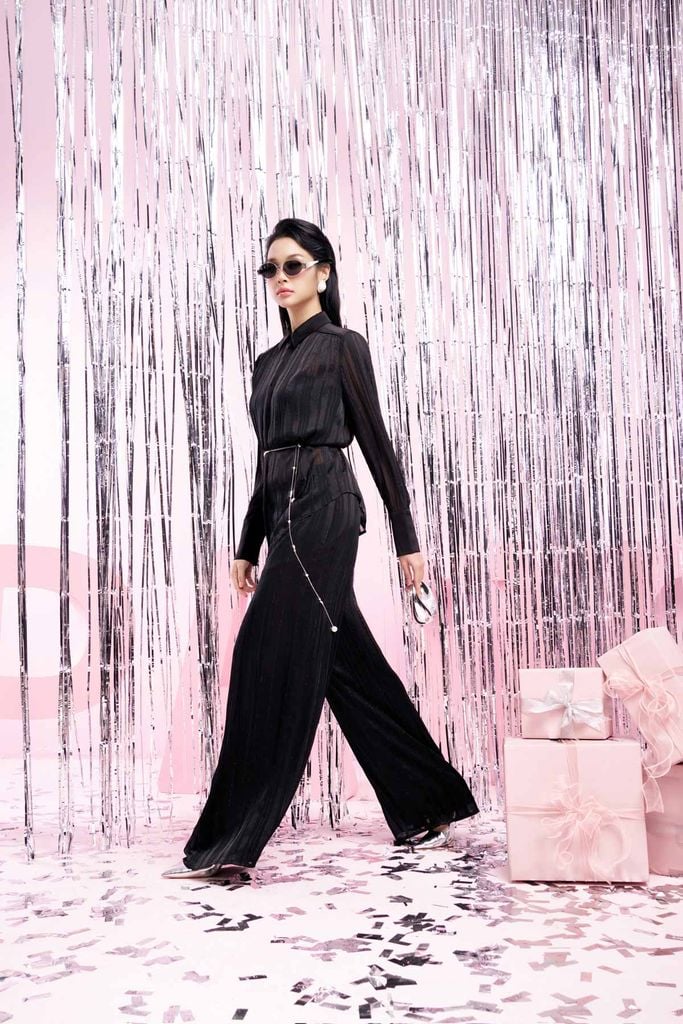 BQD93258 - Quần dài công sở vải lụa dày cao cấp dáng suông dài ống rộng họa tiết đường gân thời trang - PANTIO