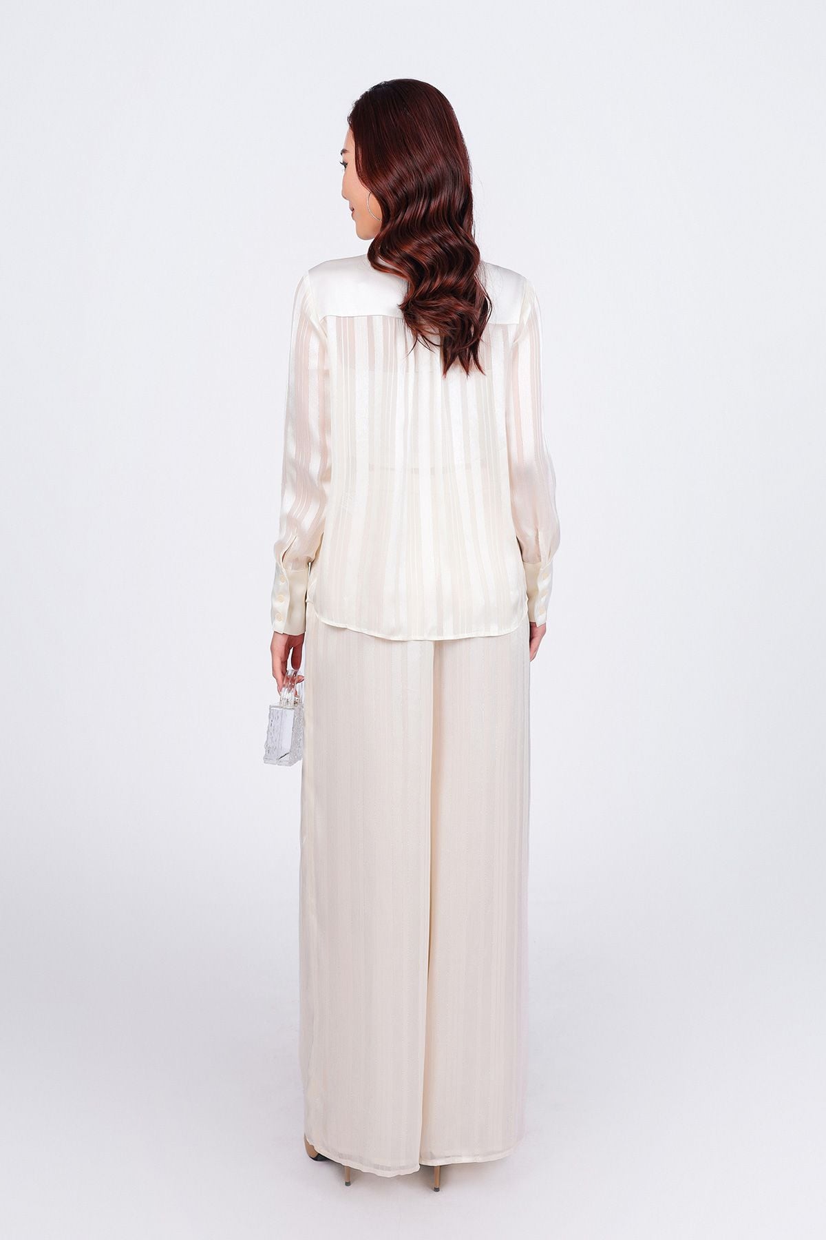 BQD93258 - Quần dài công sở vải lụa dày cao cấp dáng suông dài ống rộng họa tiết đường gân thời trang - PANTIO