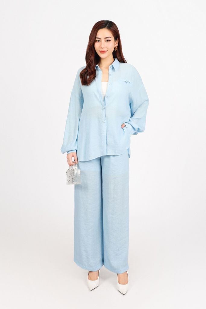 BQD93320 - Quần dài công sở vải tơ dáng suông ống đứng cạp chun co giãn - PANTIO