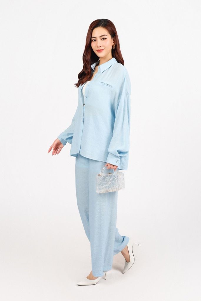 BQD93320 - Quần dài công sở vải tơ dáng suông ống đứng cạp chun co giãn - PANTIO