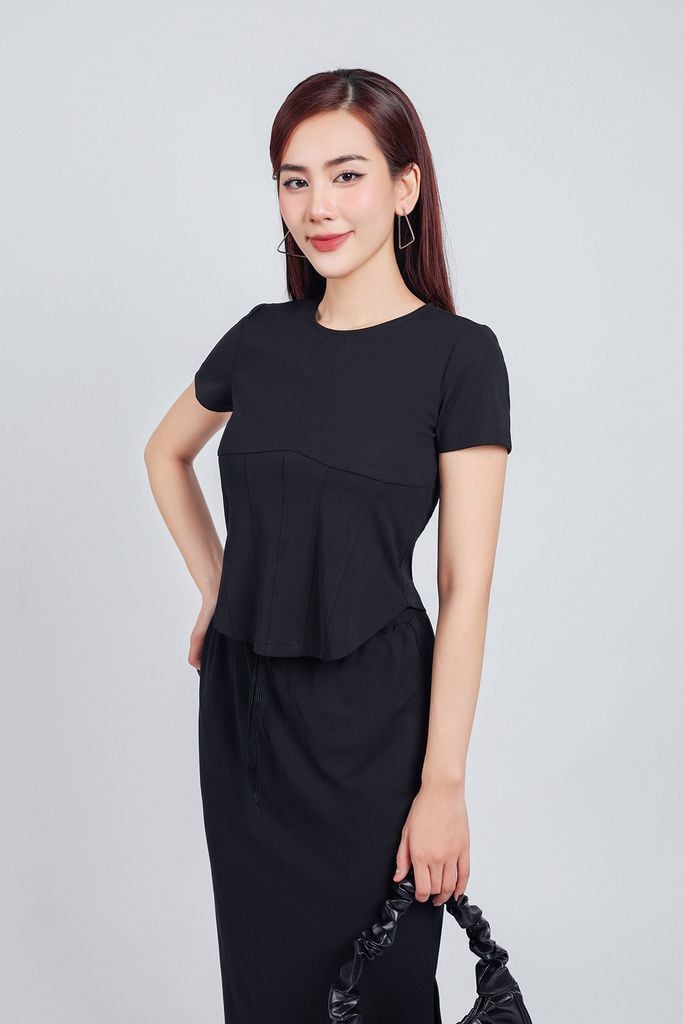 BJT33051 - Chân váy vải cotton dáng suông dài cạp chun co giãn xẻ tà bên hông thân váy trang trí hoạ tiết in cao cấp - PANTIO