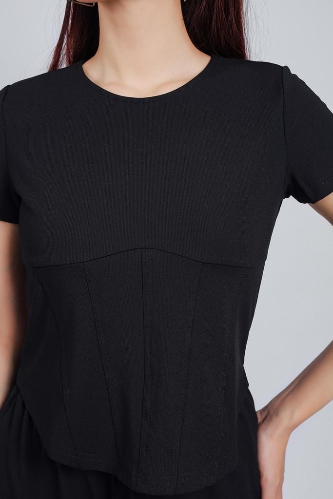 BAT33051 - Áo thun vải cotton dáng ôm cổ tròn tay ngắn thân áo trang trí hoạ tiết in cao cấp - PANTIO