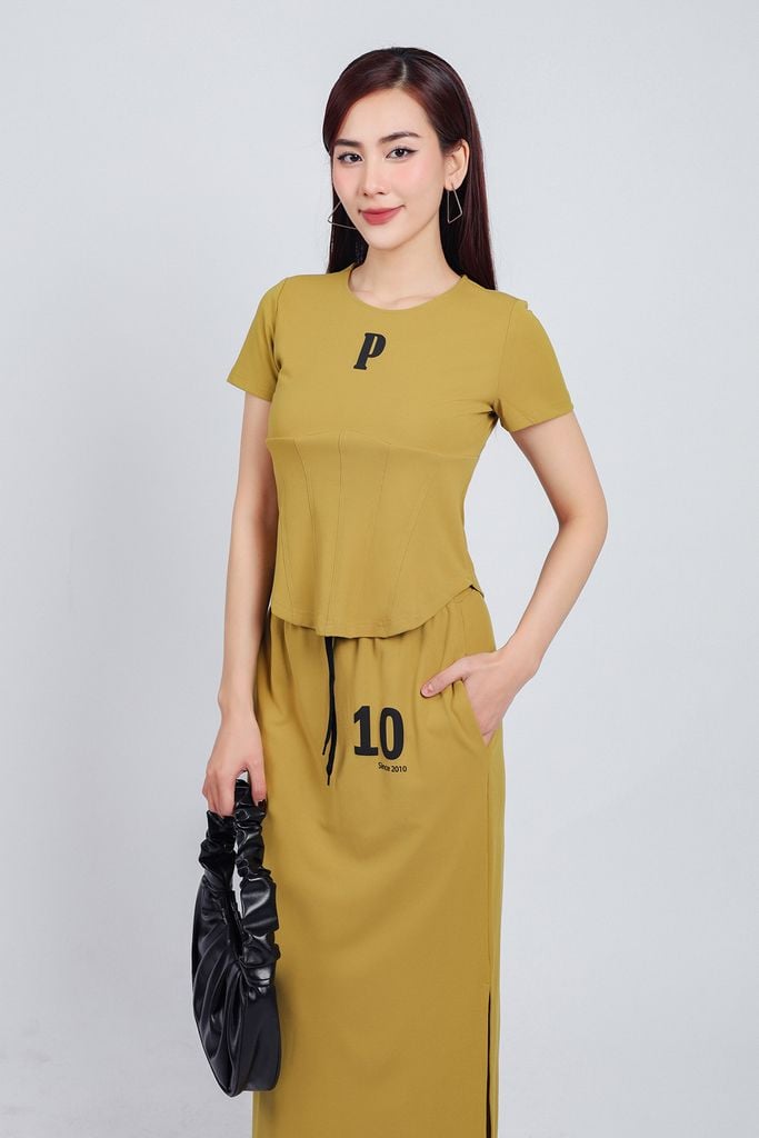 BAT33051 - Áo thun vải cotton dáng ôm cổ tròn tay ngắn thân áo trang trí hoạ tiết in cao cấp - PANTIO