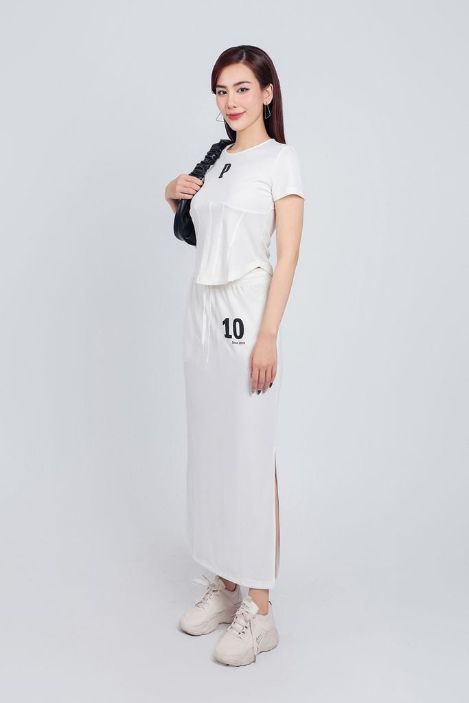 BJT33051 - Chân váy vải cotton dáng suông dài cạp chun co giãn xẻ tà bên hông thân váy trang trí hoạ tiết in cao cấp - PANTIO