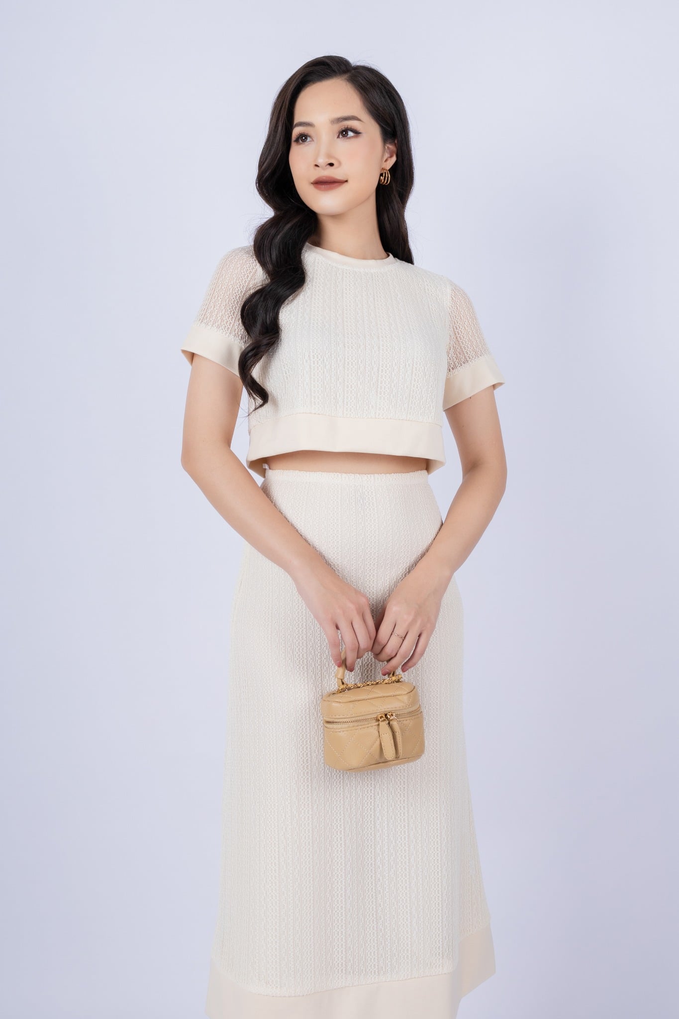 BJD33052 - Chân váy công sở vải len sợi dáng A cạp chun - PANTIO