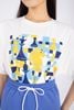 BAT92723 - Áo thun dạo phố vải cotton dáng suông thân ngực in họa tiết trang trí - PANTIO