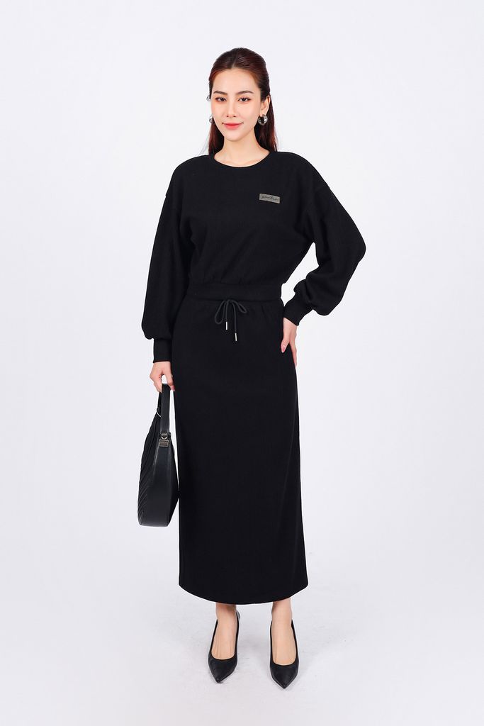 BAT93236 - Áo bộ thể thao vải len dáng lửng cổ tròn tay rộng bo chun tay áo - PANTIO