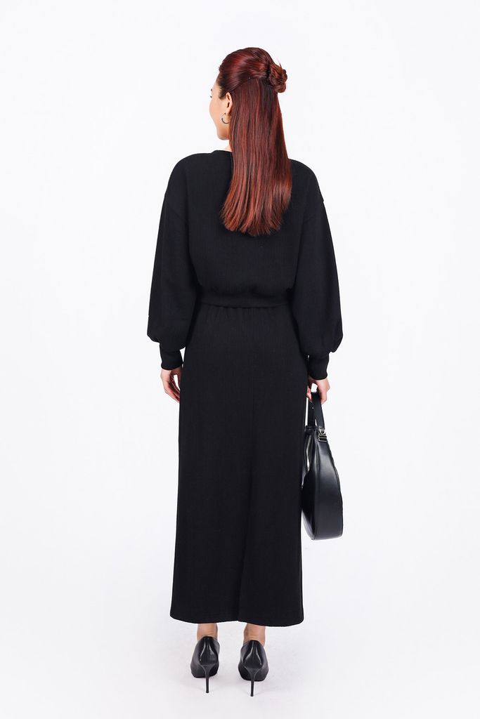 BAT93236 - Áo bộ thể thao vải len dáng lửng cổ tròn tay rộng bo chun tay áo - PANTIO